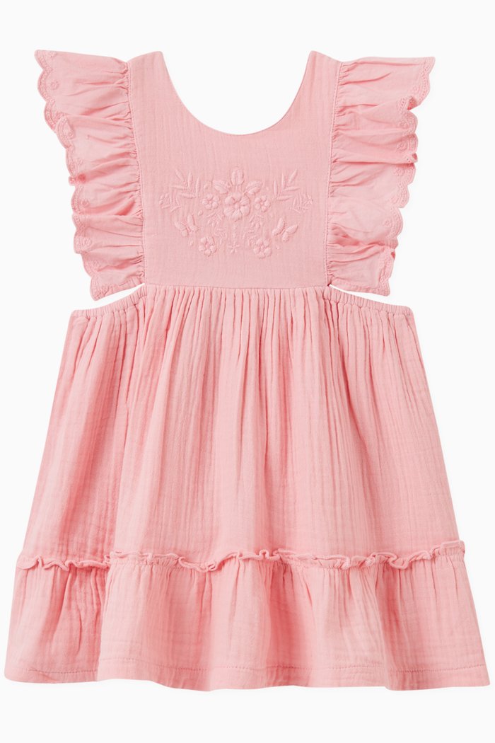 

Star Apple Ruffled Dress in Cotton, Pink