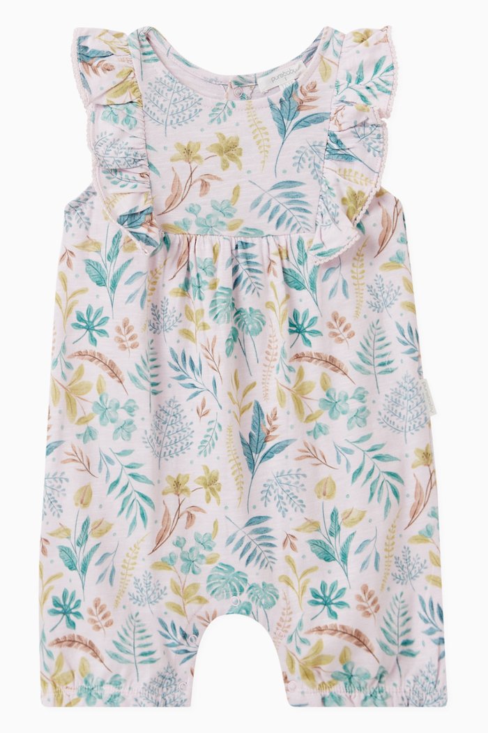 

Rainforest Print Romper in Cotton, Pink