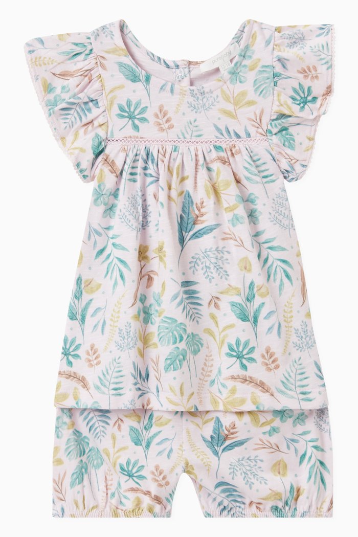 

Rainforest Print Top & Shorts Set in Cotton, Pink