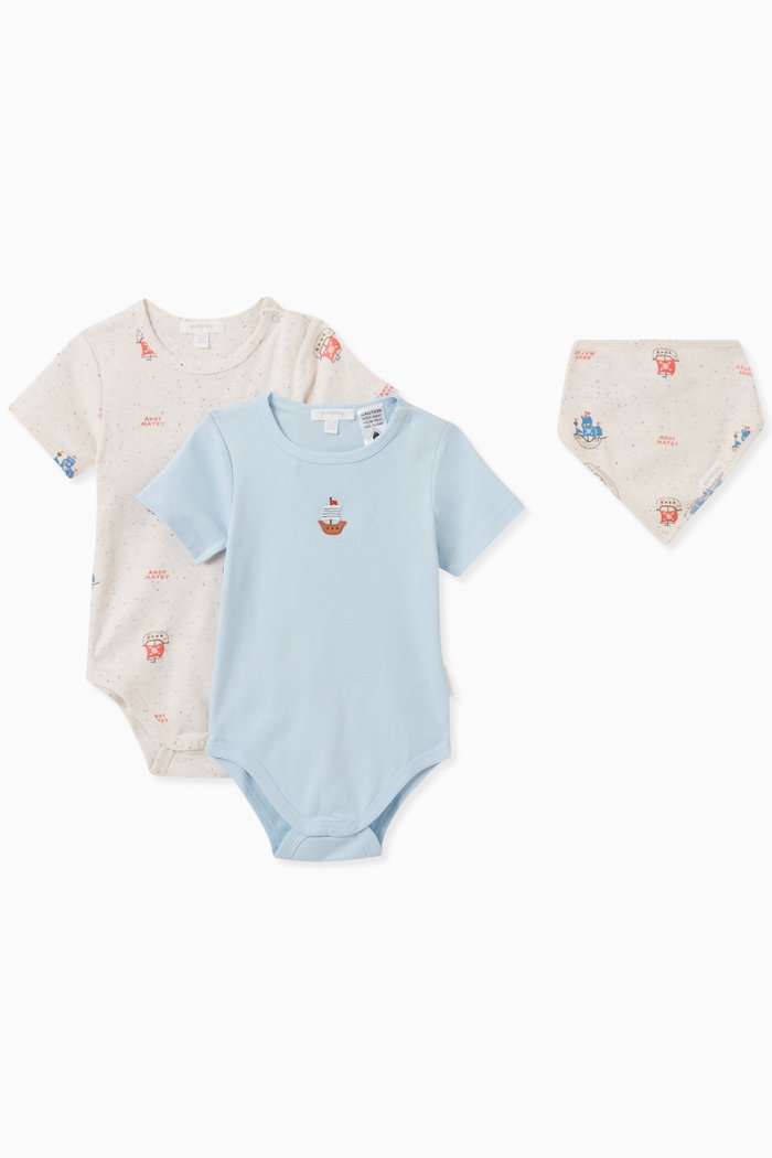 

Ahoy Bodysuits & Handkerchief Bib Set, Multicolour