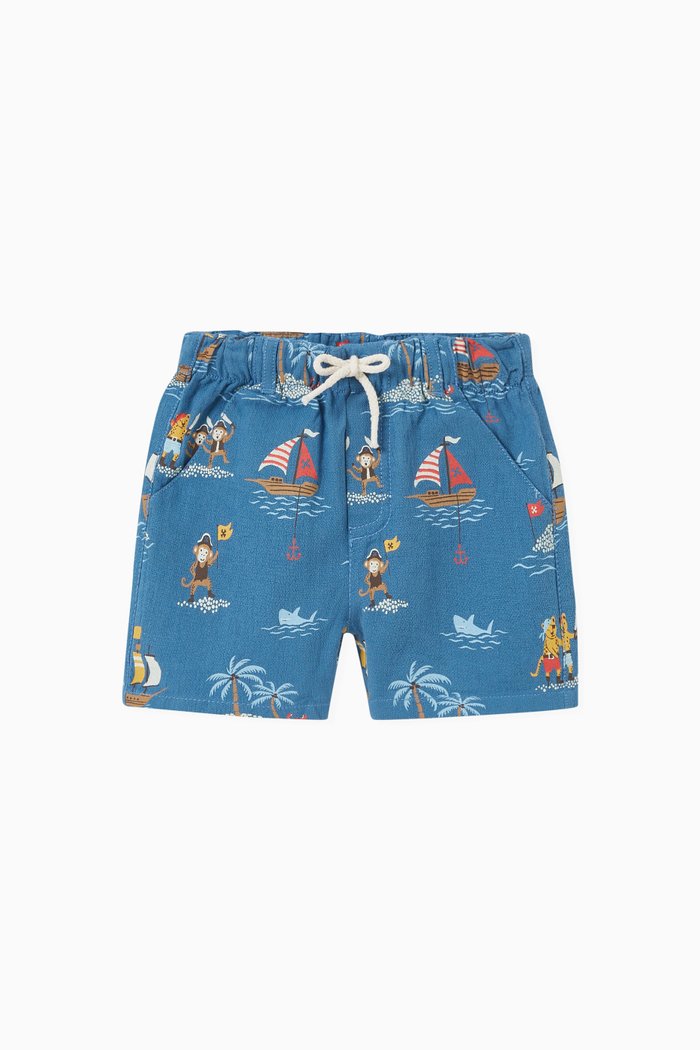 

Pirate Print Pull-on Shorts in Cotton, Blue