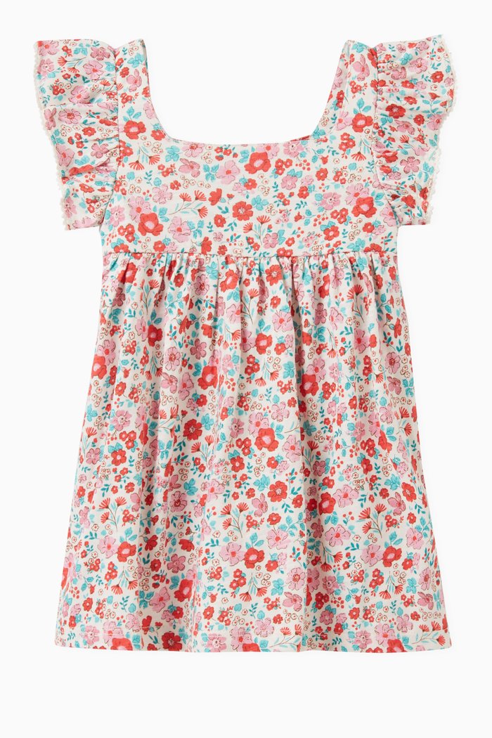

Festive Ruffled Bodysuit Dress in Cotton, Multicolour