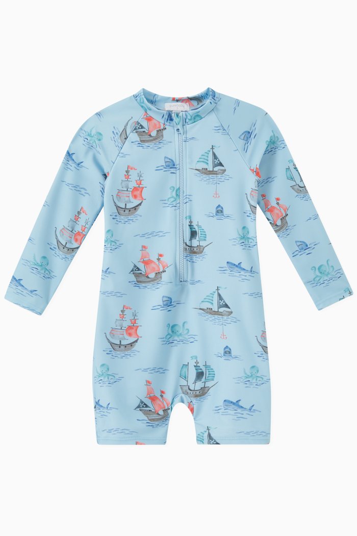 

Long Sleeve Rashie Sunsuit, Blue
