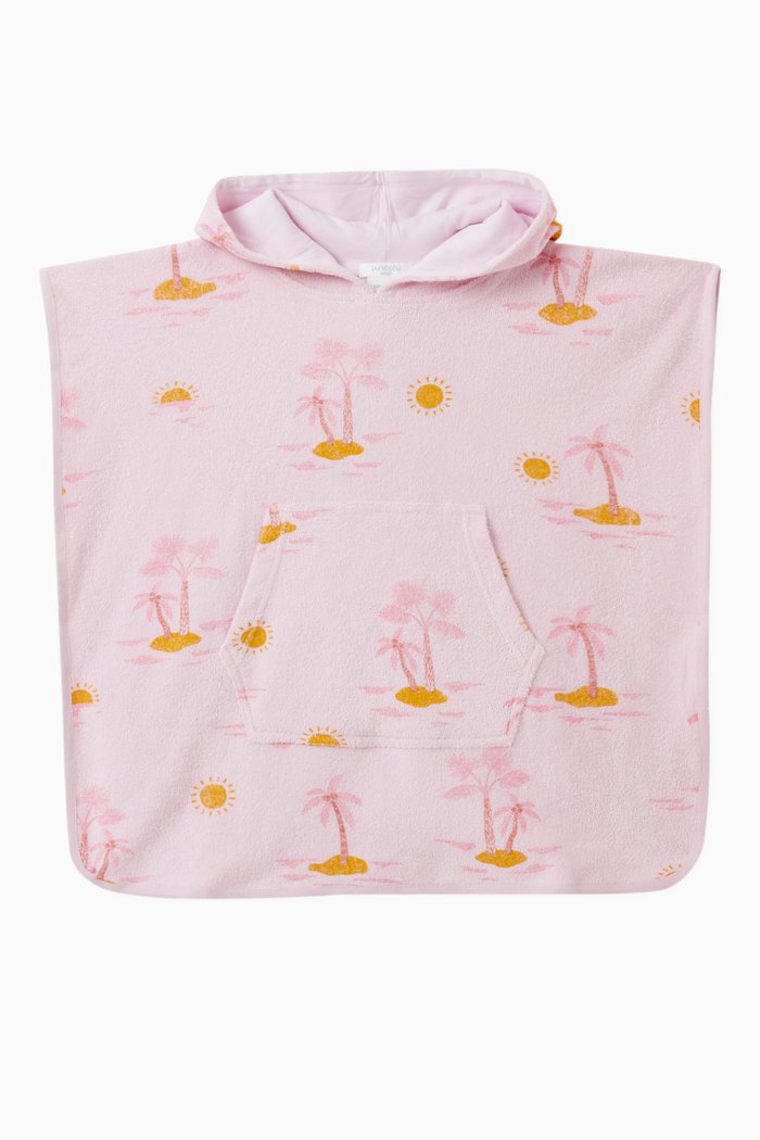 

Hooded Poncho in Cotton, Pink