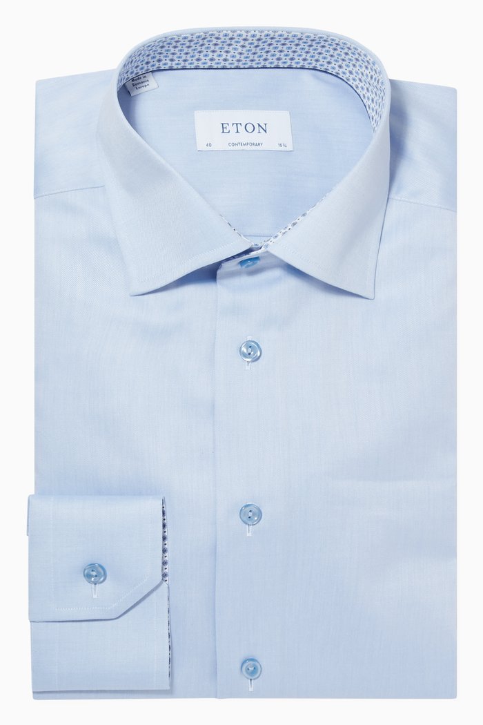 

Floral Print Contemporary Fit Shirt in Cotton, Blue