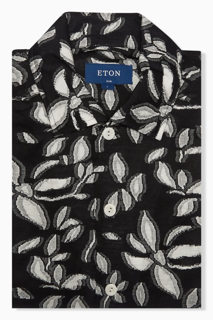 

Floral Shirt in Jaqcuard Knit, Black