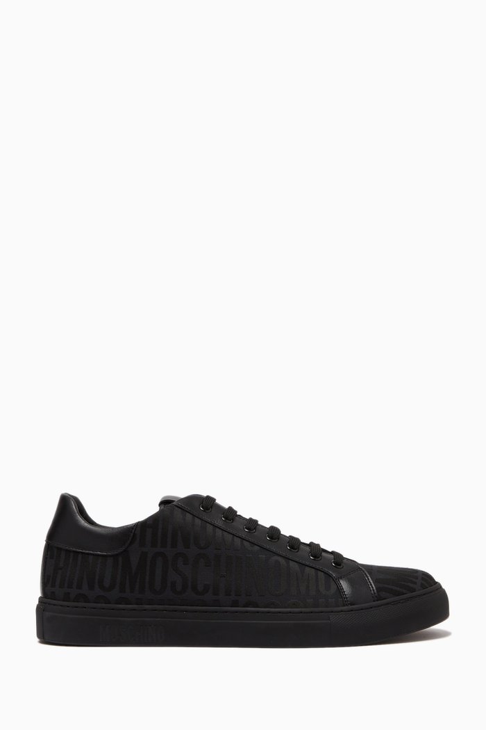 

All-over Logo Sneakers in Nylon, Black