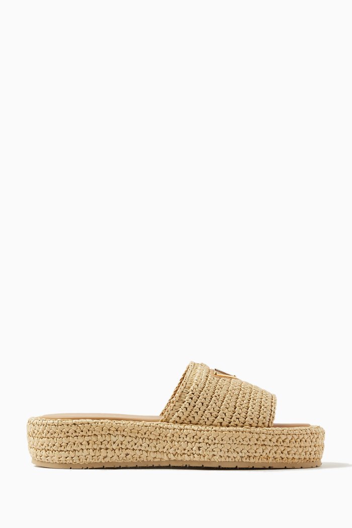 

Flatform Crochet Sandals in Raffia, Neutral
