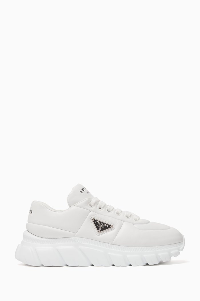 

Triangle Logo Sneakers in Quilted Leather, White