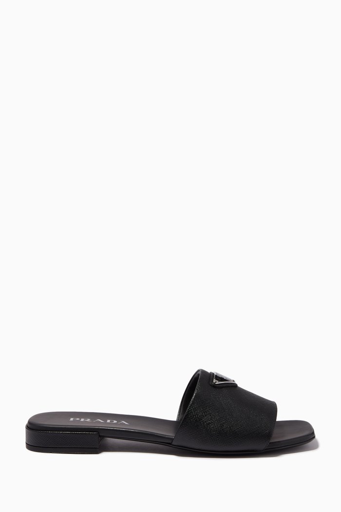

Ciabatte Slides in Leather, Black