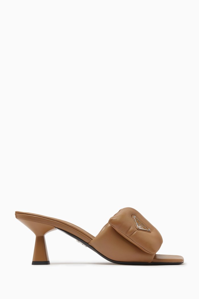 

Logo Plaque 65 Mules in Padded Leather, Brown