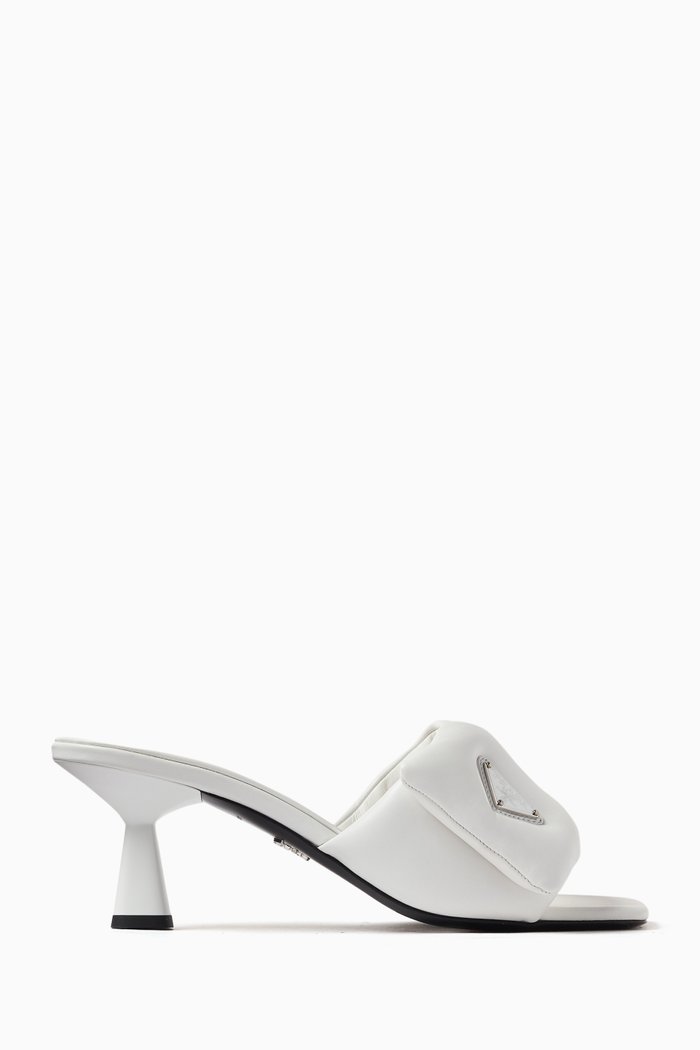 

Logo Plaque 65 Mules in Padded Leather, White