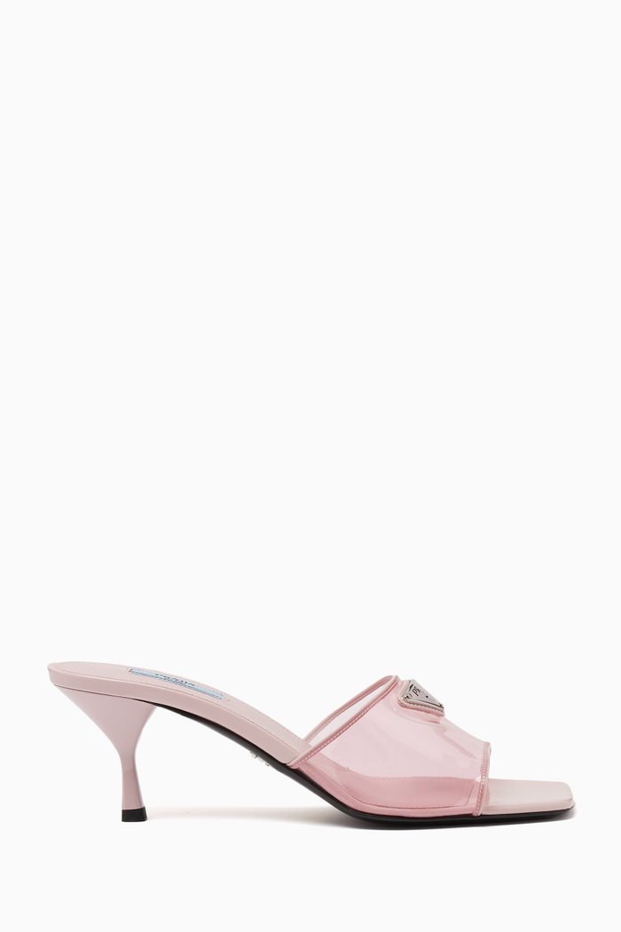 

Triangle Logo 65 Mules in Plexi, Pink