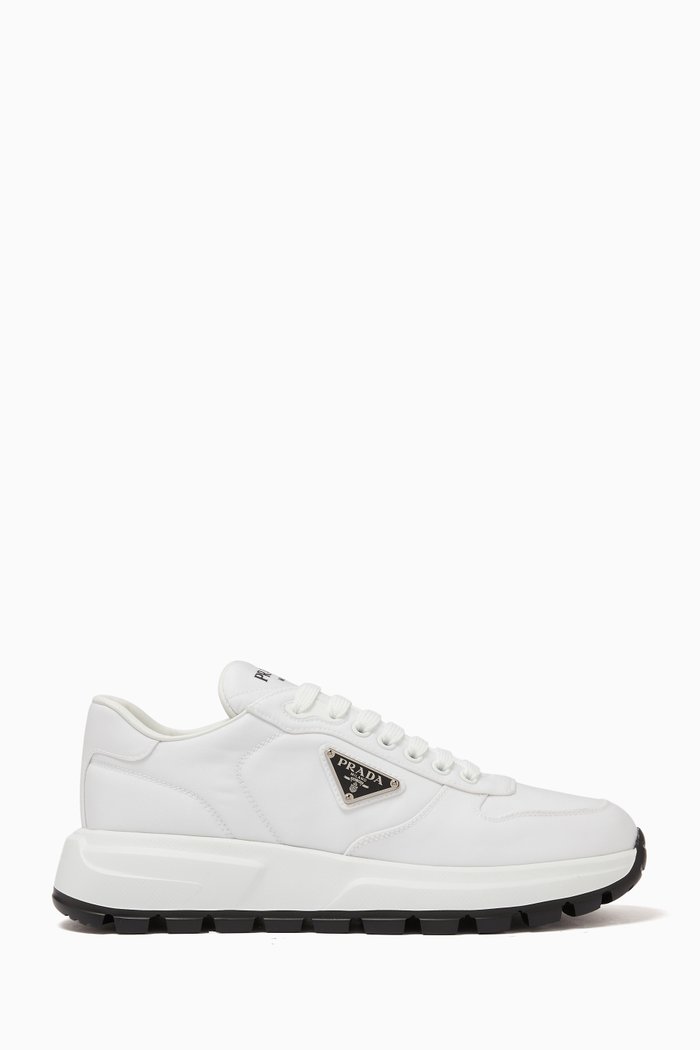 

Enamel Logo Low-top Sneakers in Nylon Gabardine, White
