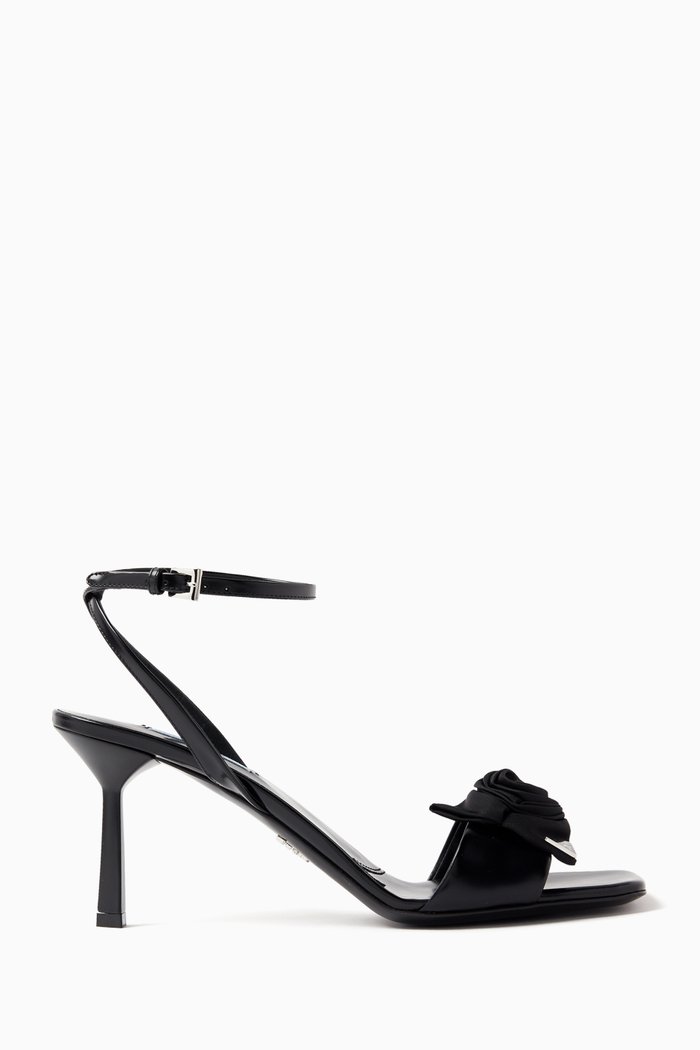 

Floral Logo 75 Sandals in Smooth Leather, Black
