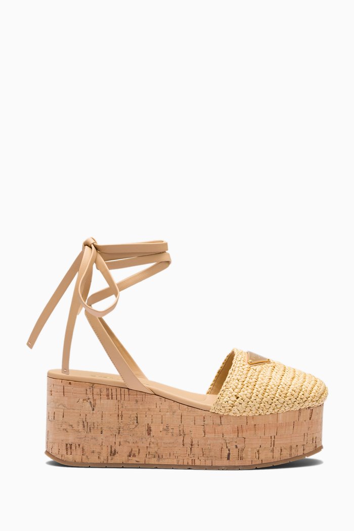

Wedge Sandals in Crochet, Neutral