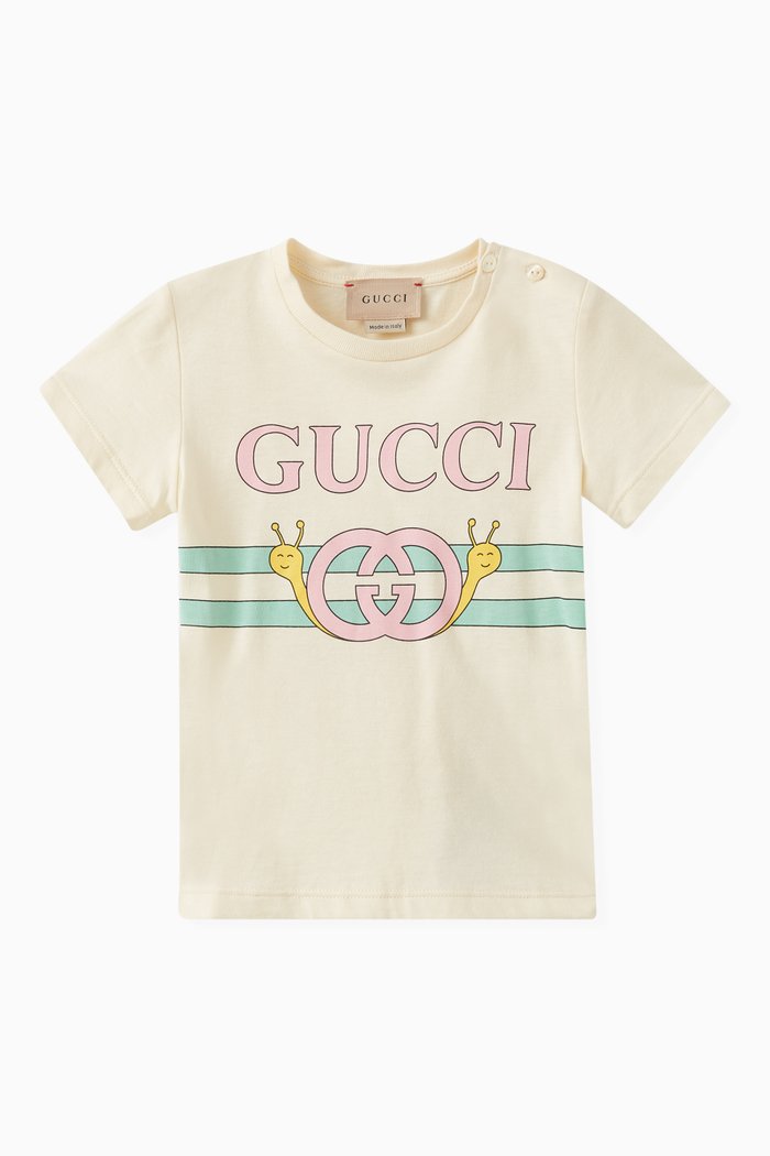 Snail Print Logo T-Shirt in Cotton, Neutral