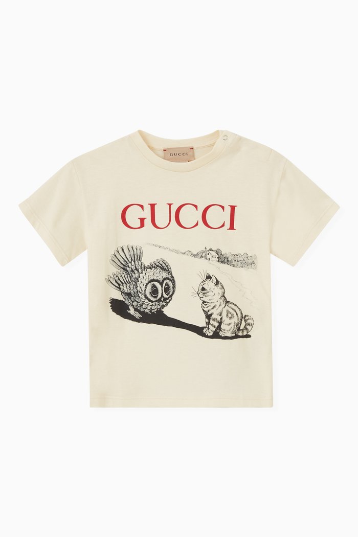 

Owl Print T-shirt in Cotton, Neutral