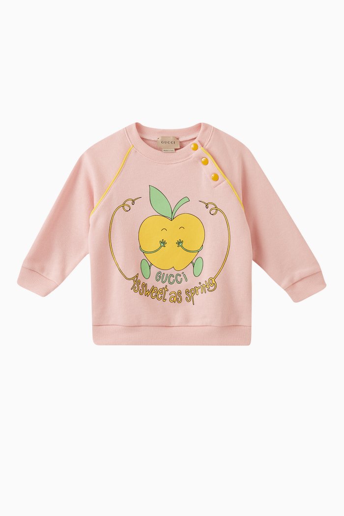 

Apple Print Sweatshirt in Cotton, Pink