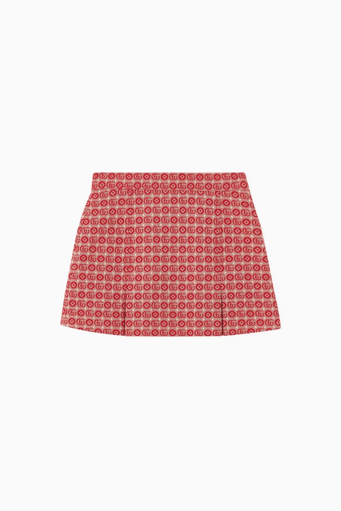 

Logo Skirt in Cotton & Polyester, Red