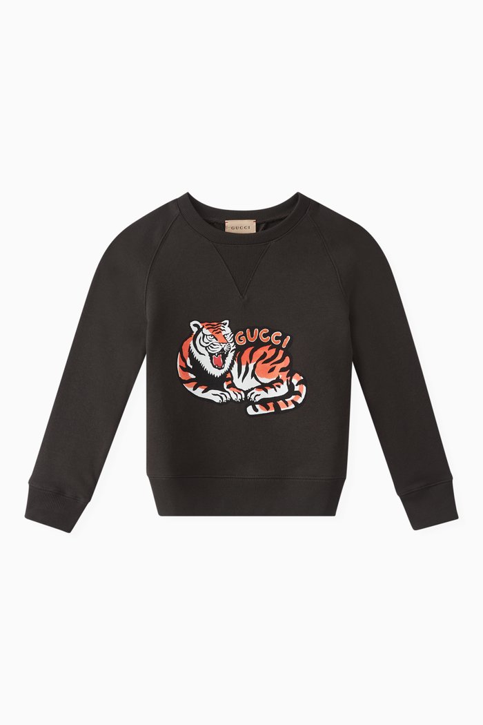 

Graphic Logo Print Sweatshirt Felted Cotton Jersey, Black