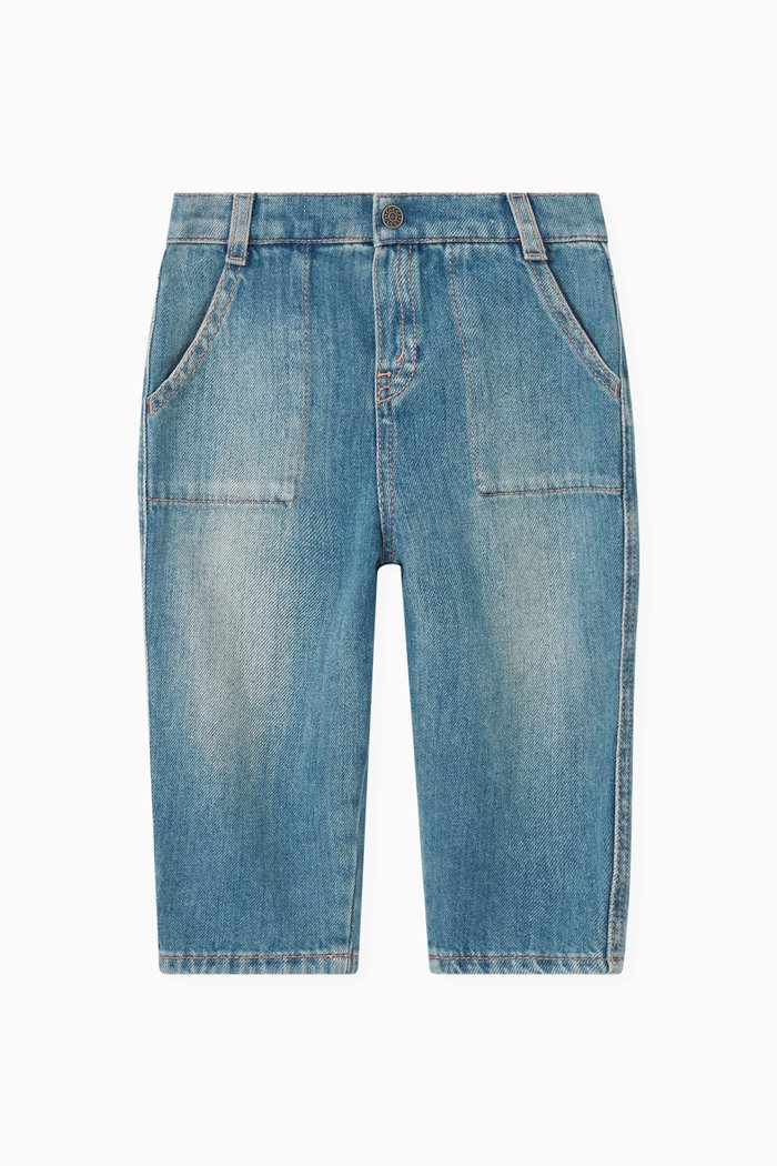 

Logo Denim Pants in Cotton, Blue
