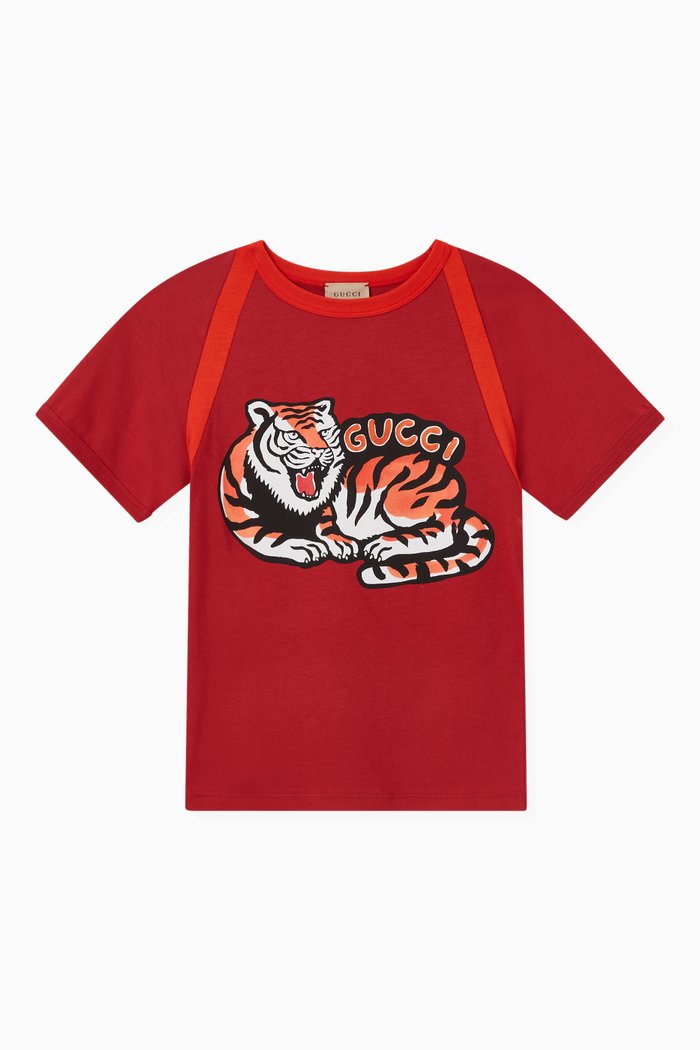 

Logo Tiger T-shirt in Cotton, Red