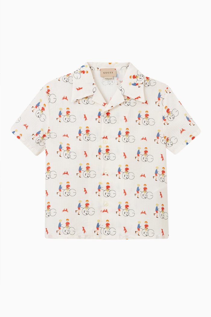 

Graphic Polo Shirt in Cotton, Neutral