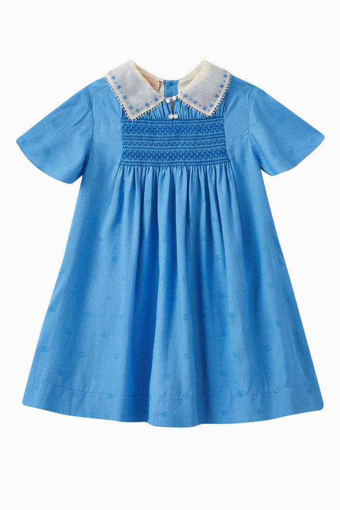Fine Stripe Dress in Viscose-blend, Blue
