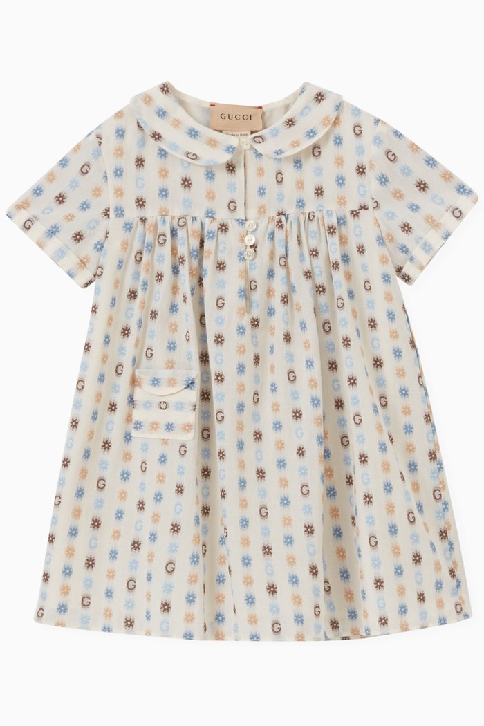 All-over Dots Dress in Cotton, Neutral