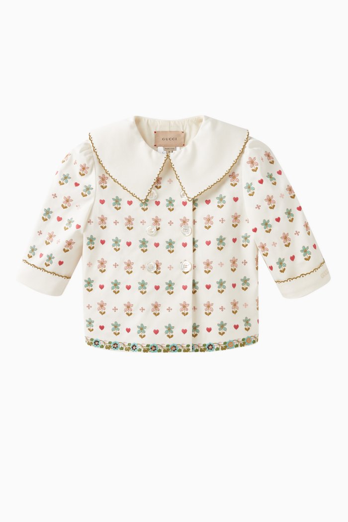 

Embroidered Coat in Cotton, White