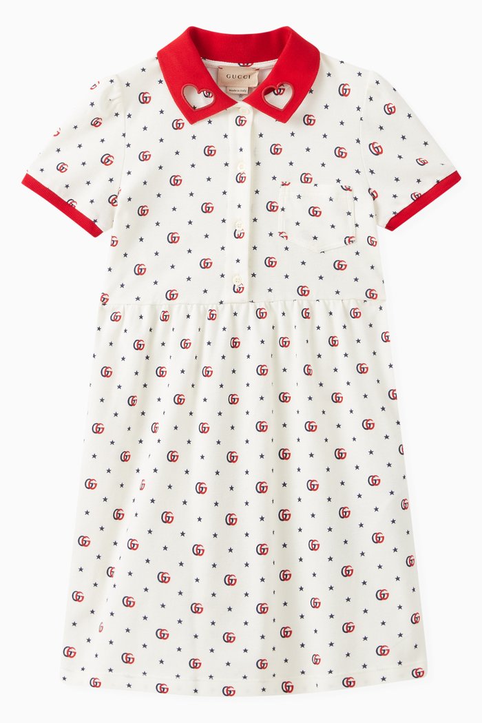 

Double G Stars Print Dress in Cotton Stretch, Neutral