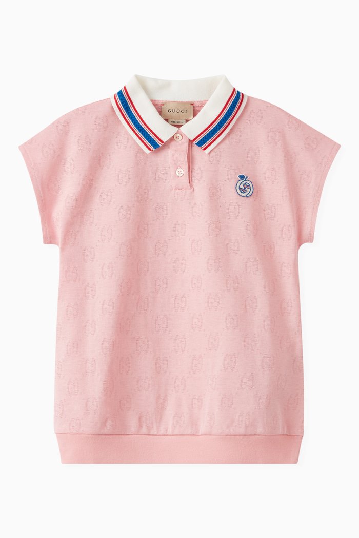 GG Jacquard Polo Shirt in Cotton, Pink