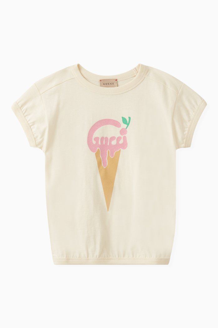 

Ice Cream Logo Print T-shirt in Cotton, Neutral