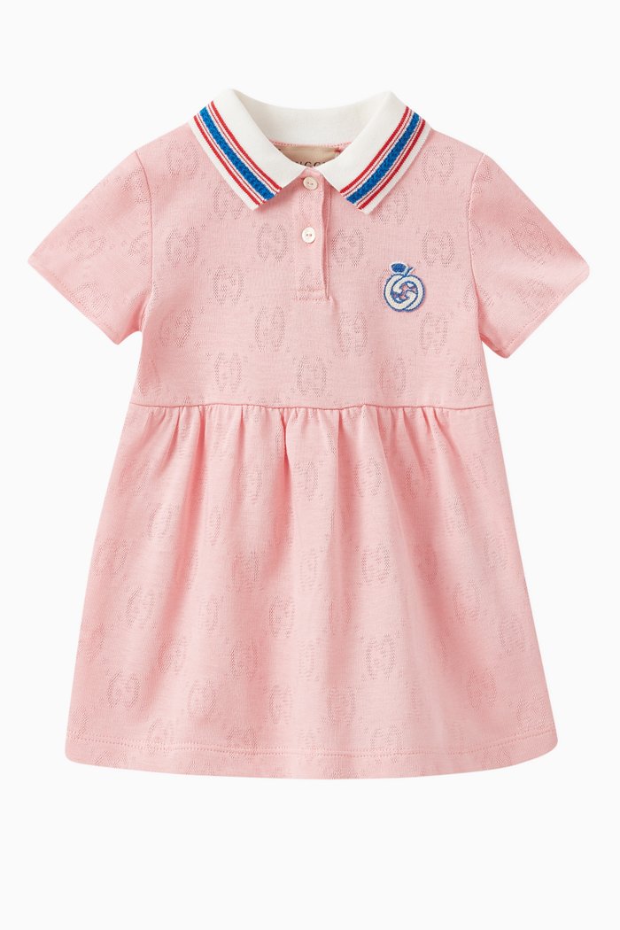 

Striped Logo Dress in Cotton, Pink