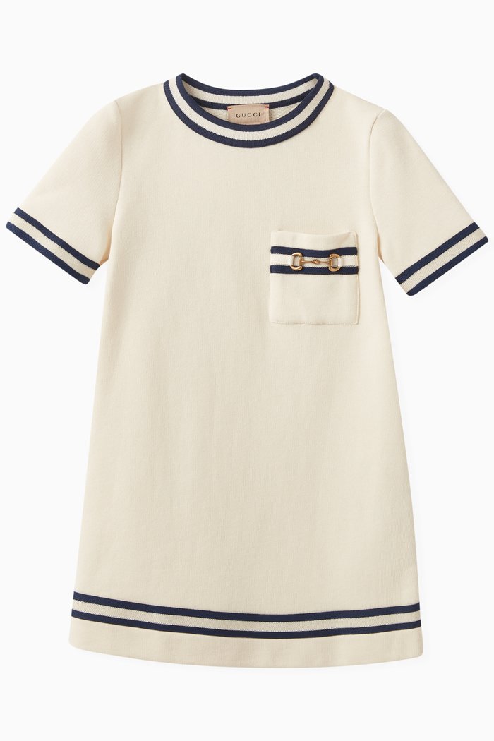 

Horse-bit Dress in Felted Cotton Jersey, White