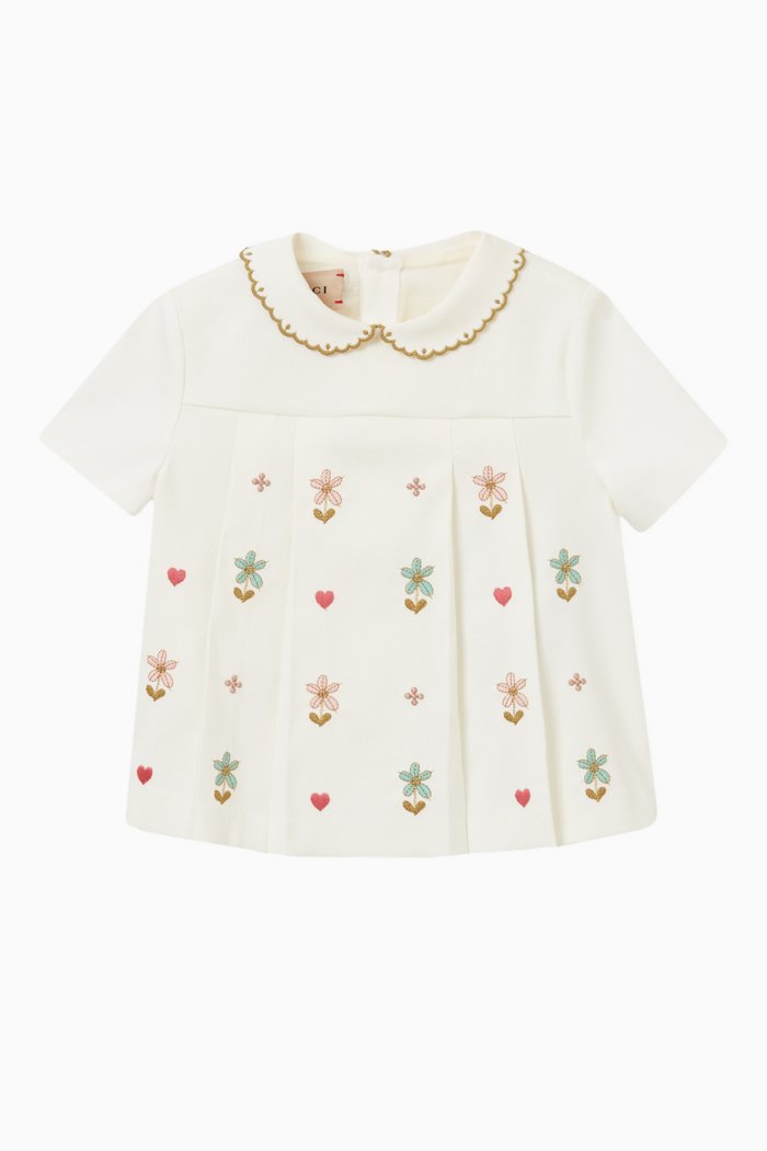 Floral Logo Shirt in Cotton, White