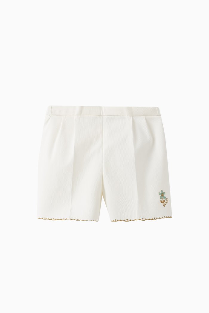 

Floral Logo Shorts in Cotton, White