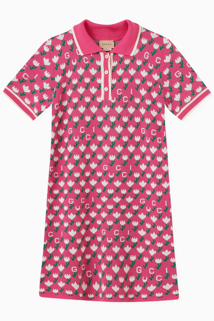 

Logo Polo Dress in Viscose & Cotton, Pink