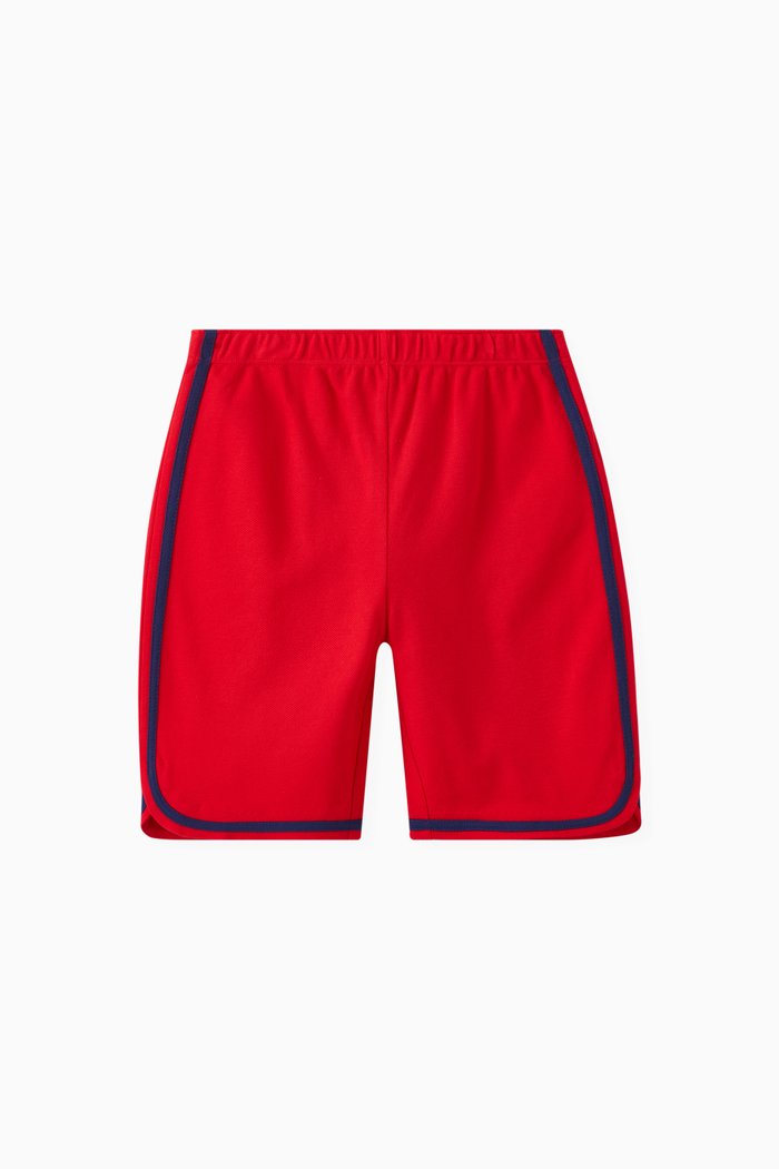 

Gucci Monster Logo Shorts in Cotton Stretch, Red