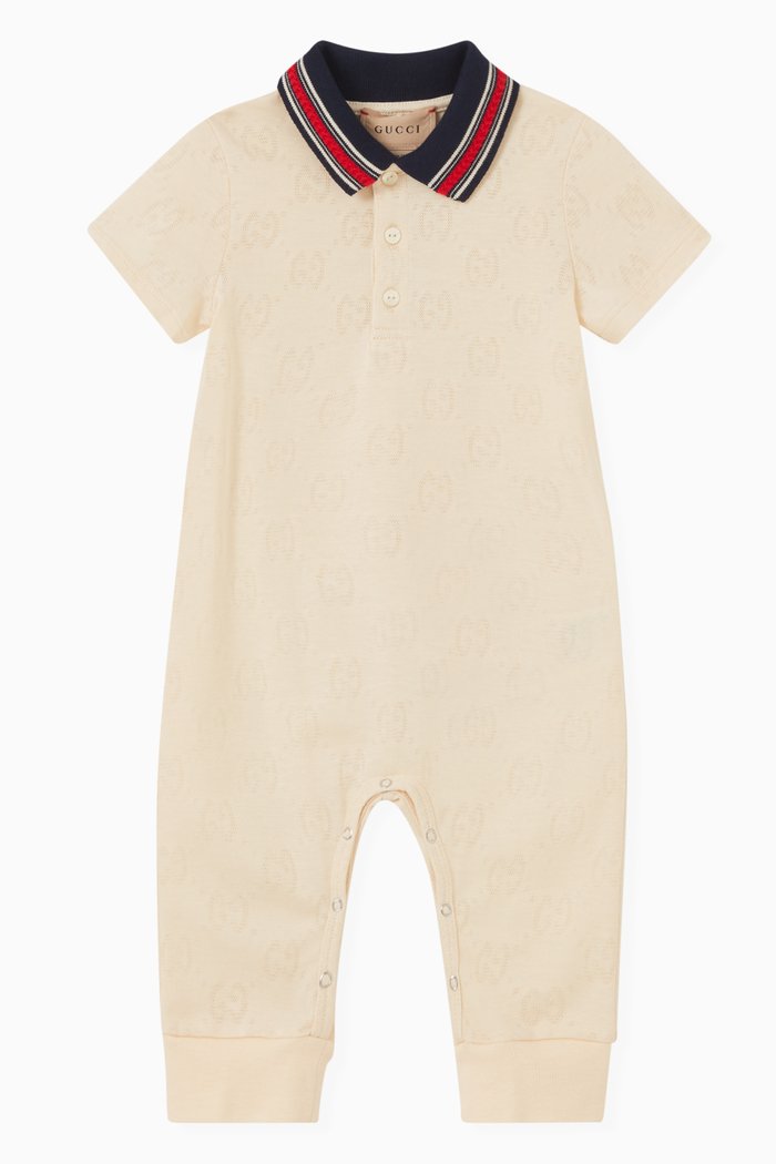 

Logo Polo Romper in Cotton, White