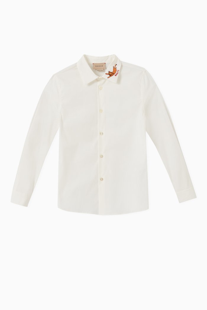 

Logo Cat Polo Shirt in Cotton, White