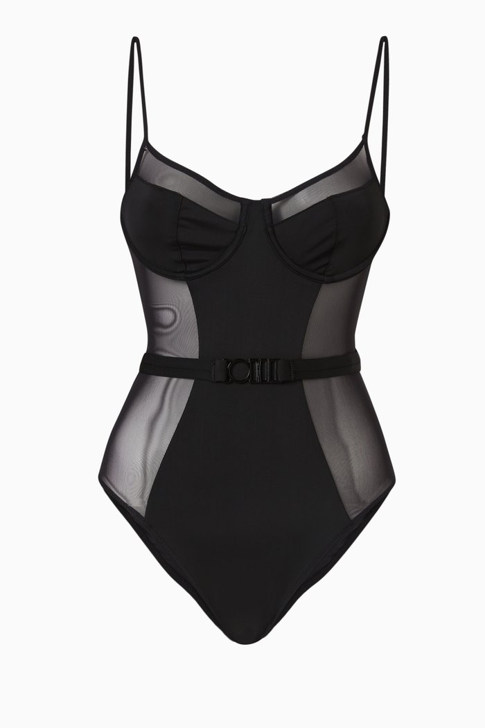

Spencer One-piece Swimsuit in Mesh, Black