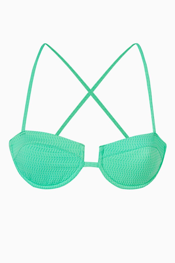 

Sienna Bikini Bra in Ribbed Knit, Green