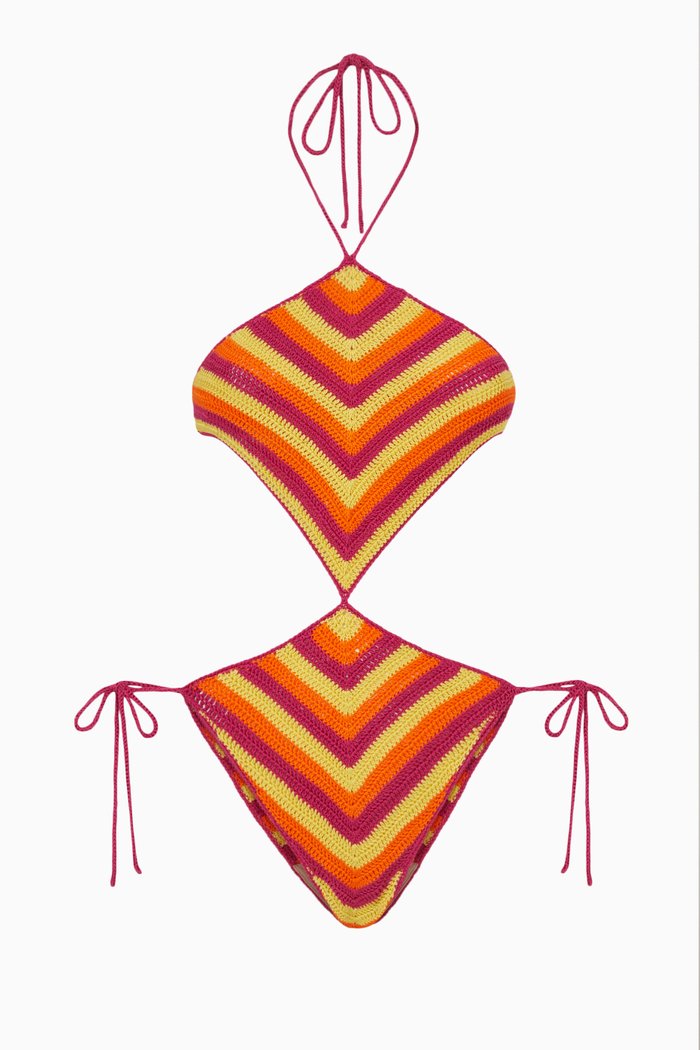 The Cheyenne One-piece Swimsuit in Crochet-knit, Multicolour