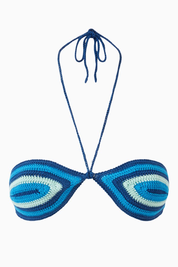 

The Azalea Bikini Top in Crochet-knit, Blue