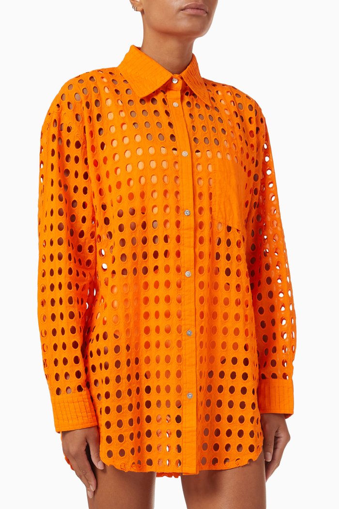 

The Oxford Eyelet Shirt in Cotton, Orange