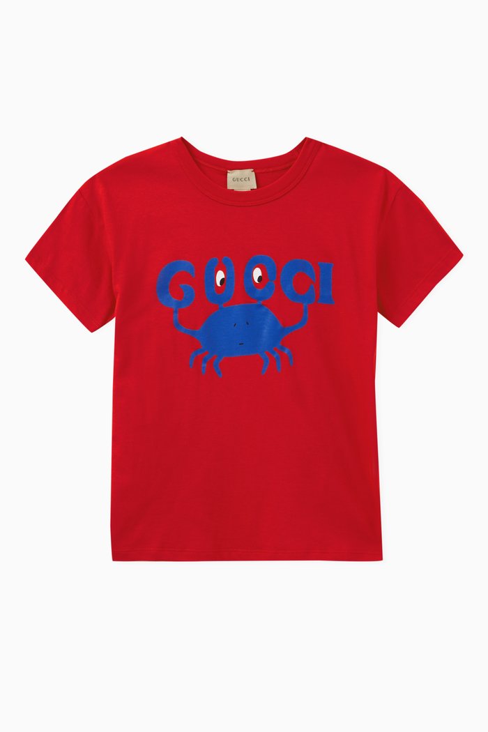 

Crab Logo Print T-shirt in Cotton Jersey, Red