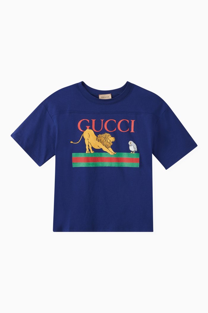 

Oversized Logo Print T-Shirt in Cotton, Blue