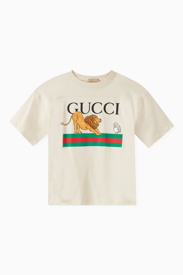 

Oversized Logo Print T-Shirt in Cotton, Neutral